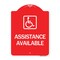 Signmission Assistance Available W/ Handicap, Red & White Aluminum Architectural Sign, 18" x 24", RW-1824-24332 A-DES-RW-1824-24332 - alternate 1